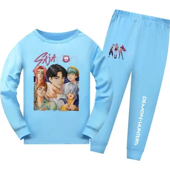 KPop Demon Hunters (Lovkyně démonů) KPop Demon Hunters dětské pyžamo s potiskem Saja Boys - mix barev Barva: světle modrá, Velikost: 140