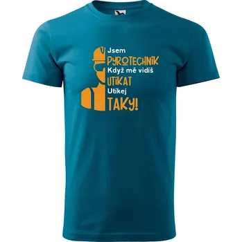 Pánská móda Pánské tričko s potiskem Pyrotechnik Velikost: 3XL, Barva trička: Petrolejová