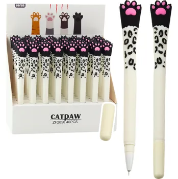 LEAN Gelové pero kočičí tlapka modrý inkoust víčko černobílé 16,5 cm