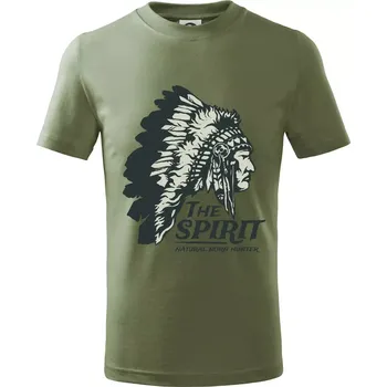 Chlapecké oblečení Indián hlava - Tričko dětské bavlněné - 104-110cm / 3-4 roky ( Khaki )