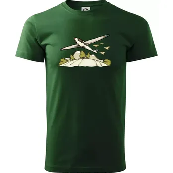 Pánské tričko Kluzák kreslený - Triko extra velké (5-8XL) - 6XL ( Lahvově zelená )