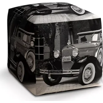 Taburet Sablio Taburet Cube Černobílý veterán: 40x40x40 cm