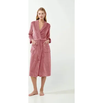 Dámský župan Dámský sametový župan 21143 Pudr růžová - Vamp pudrovo-růžová M