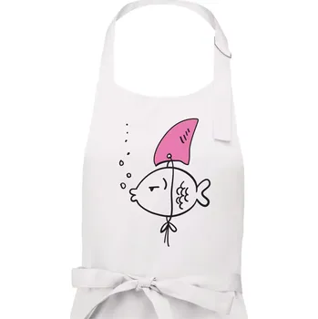 Kuchyňská zástěra Drsná ryba - Pánská zástěra na vaření - Univerzální velikost ( Bílá )