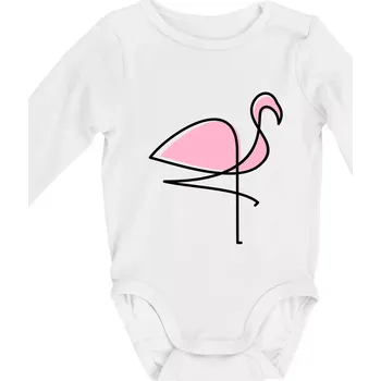 Kojenecké oblečení Plameňák na hubené noze - Body kojenecké s dlouhým rukávem - Dlouhý r. do 3 měs ( Bílá )