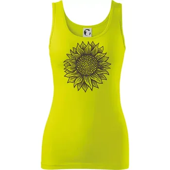 Dámské tričko Slunečnice kreslená černobílá - Dámské tílko - M ( Limetková )