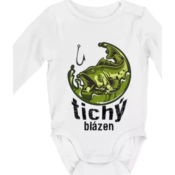 Tichý blázen rybář - Body kojenecké s dlouhým rukávem - Dlouhý r. do 3 měs ( Bílá )