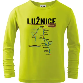 Chlapecké oblečení Mapa řeky Lužnice - Triko dětské Long Sleeve - 146 cm/10 let ( Limetková )