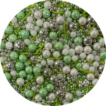 Jedlá dekorace na dort Dortisimo 4Cake Cukrové zdobení bílé, stříbrné a zelené Mint Breeze (50 g)