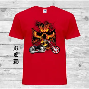Pánské tričko levne-bavlnene-chopper-tricko-potisk-ohnivy kriz Barva: Red - červená, velikost: 5XL