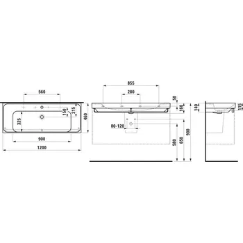 LAUFEN MEDA - umyvadlo (H814111) Barva: Bílá, Provedení: bez otvoru pro baterii