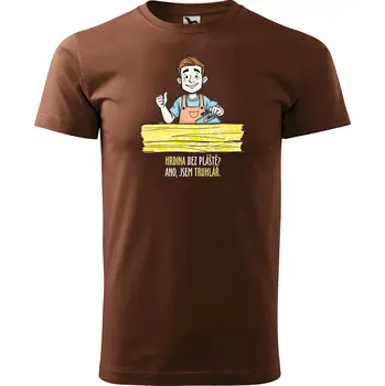 Pánské tričko Sablio Tričko s potiskem pro truhláře Hrdina bez pláště? Ano, jsem truhlář - hnědé 4XL