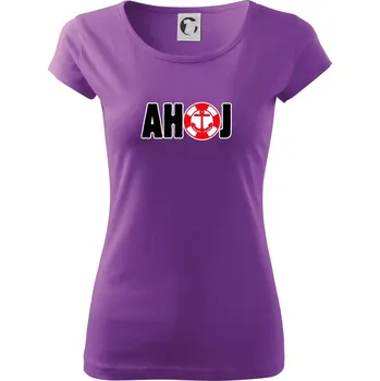 Dámské tričko Pozdrav vodáka ahoj - Dámské triko Pure - 3XL ( Fialová )