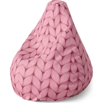 Sedací pytel Sablio Sedací vak Pear Růžové pletení z vlny - 70 x 95 x 15 cm