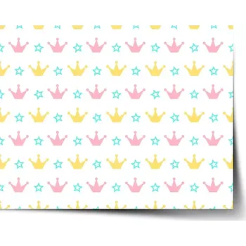 Plakát Sablio Plakát Růžové korunky na bílé - 60x40 cm