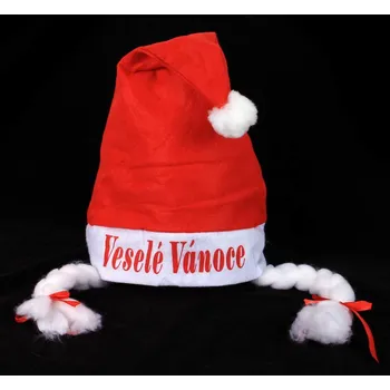 Karnevalový doplněk KARNEVAL Vánoční čepice s copy Veselé Vánoce *KARNEVALOVÝ DOPLNĚK* | 36