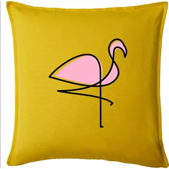 Polštář Plameňák na hubené noze - Polštář 50x50 - 50x50 - Pouze potah ( Žlutá )