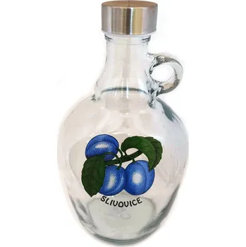 Sklenice Demižon holý skleněný 2L ucho s uzávěrem ŠVESTKA