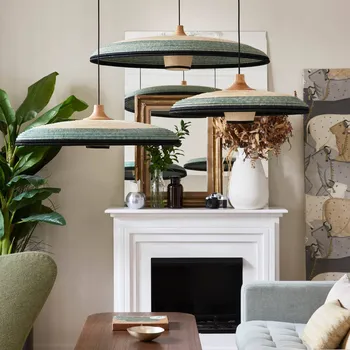 Forestier Grass závěsné světlo M, modrá - délka kabelu 220 cm, baldachýn - Ø 12 cm, výška 2,5 cm modrá, béžová 1 x 40 W - Doprava zdarma