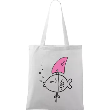 Nákupní taška Drsná ryba - Taška bavlněná - 42 x 38 cm ( Bílá )