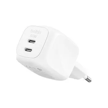 Belkin BOOST CHARGE™ PRO Duální 50W USB-C Power Delivery GaN PPS nástěnná nabíječka, bílá