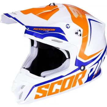 Helma na motorku Moto přilba SCORPION VX-16 AIR ERNEE bílo/oranžovo/modrá - Velikost XS