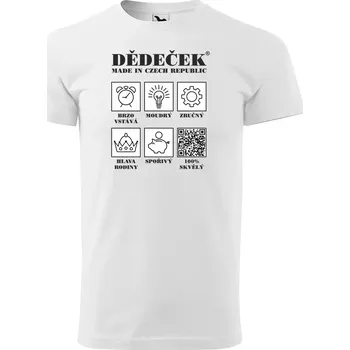 Sablio Tričko s potiskem Dědeček - Made in Czech Republic - bílé 5XL