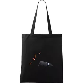 Nákupní taška Mikrofon a pusa - Taška bavlněná - 42 x 38 cm ( Černá )