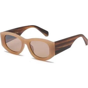 Sluneční brýle GISELLE Wood edition Dámské oválné sluneční brýle Hnědé Giselle 97k-cube