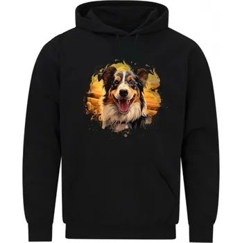 Pánská mikina Pánská mikina Australský ovčák v Poli Slunečnic (Velikost: 5XL, Barva: Černá)