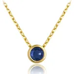 MINET Decentní zlatý náhrdelník s modrým zirkonem Au 585/1000 1,85g