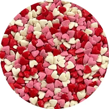 Koření 4Cake Cukrová srdíčka bílá, růžová a červená (50 g)