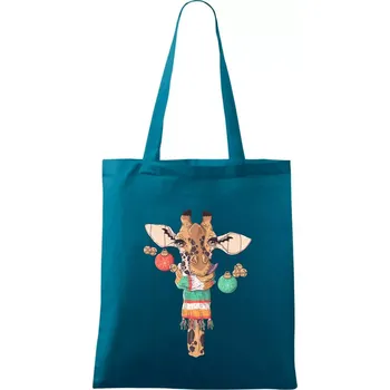 Vánoční žirafa - Taška bavlněná - 42 x 38 cm ( Petrolejová )