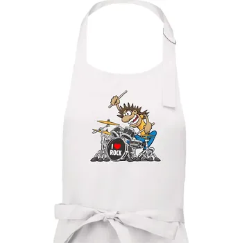 Kuchyňská zástěra I love rock bubeník - Pánská zástěra na vaření - Univerzální velikost ( Bílá )