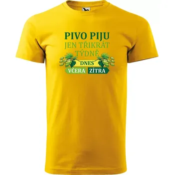 Pánské tričko Sablio Tričko s potiskem Pivo piju jen třikrát týdně - žluté XL