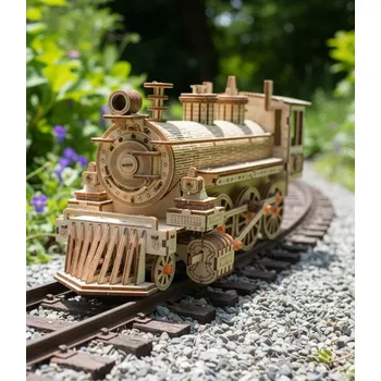 Puzzle NiXiM Dřevěné 3D puzzle Parní lokomotiva