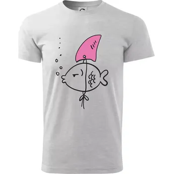 Pánské tričko Drsná ryba - Triko extra velké (5-8XL) - 6XL ( Světlešedý Melír )