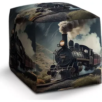 Taburet Sablio Taburet Cube Parní lokomotiva v horách: 40x40x40 cm