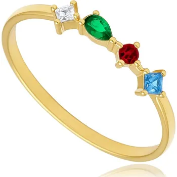 Prsten MINET Elegantní zlatý prsten s červenými a zelenými zirkony Au 585/1000 vel. 50 - 1,05g