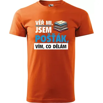 Pánské tričko Sablio Tričko s potiskem Věř mi, jsem pošťák - oranžové L