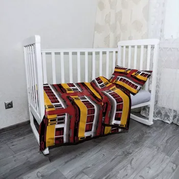 Povlečení Sablio Mikroplyšové dětské povlečení do postýlky Lisabonské historické tramvaje Červený Pattern - 120x90 / 40x60