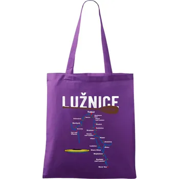 Mapa řeky Lužnice - Taška bavlněná - 42 x 38 cm ( Fialová )