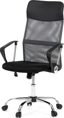 Kancelářská židle s podhlavníkem z ekokůže, potah černá látka MESH a šedá síťovina MESH