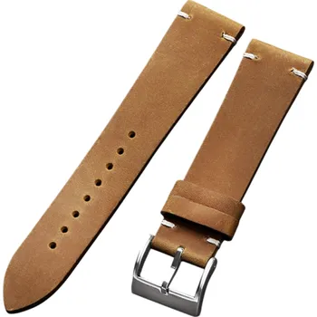 Řemínek na hodinky 21 mm pro Omega a Seiko Olejový voskovaný kožený pásek z hovězí kůže Ručně šitý řemínek ve stylu starého vzhledu pro klasické hodinky světle hnědá