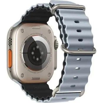 Silikonový řemínek 38 mm 40 mm 41 mm pro Apple Watch Voděodolný pásek s titanovou přezkou Nastavitelná smyčka a vícepolohové zapínání šedo-černá