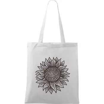 Nákupní taška Slunečnice kreslená černobílá - Taška bavlněná - 42 x 38 cm ( Bílá )