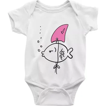 Kojenecký body Drsná ryba - Body kojenecké s krátkým rukávem - Krátký r. do 3 měs ( Bílá )