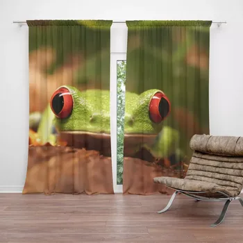 Závěs Sablio Závěs Zelená žába: 2ks 140x250cm