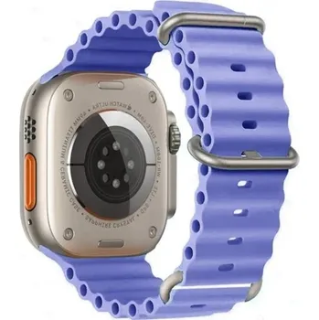 Silikonový řemínek 42 mm 44 mm 45 mm 49 mm pro Apple Watch Voděodolný pásek s titanovou přezkou Nastavitelná smyčka a vícepolohové zapínání tmavě fialová