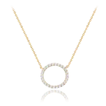 MINET Zlatý náhrdelník kroužek s bílými zirkony Au 585/1000 2,05g